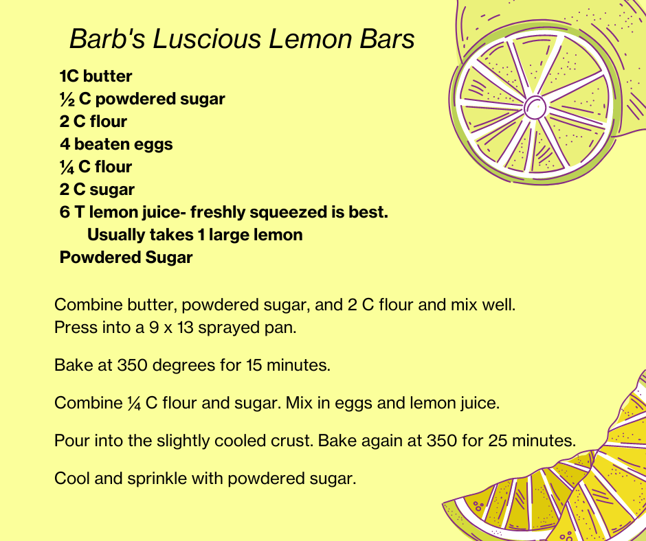 Image of Barb's Luscious Lemon Recipe Card